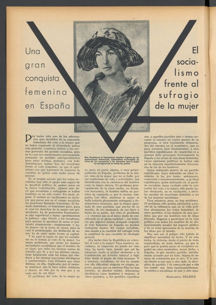 Una gran conquista femenina en Espaa. El socialismo frente al sufragio de la mujer