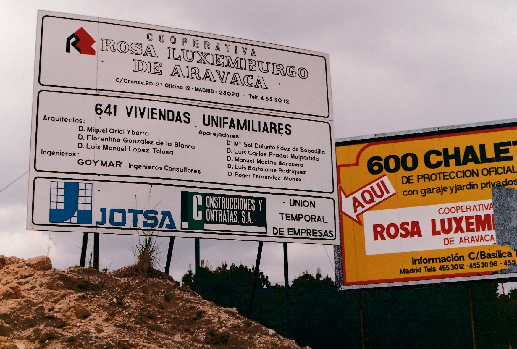 Cartel de la Cooperativa Rosa Luxemburgo de Aravaca