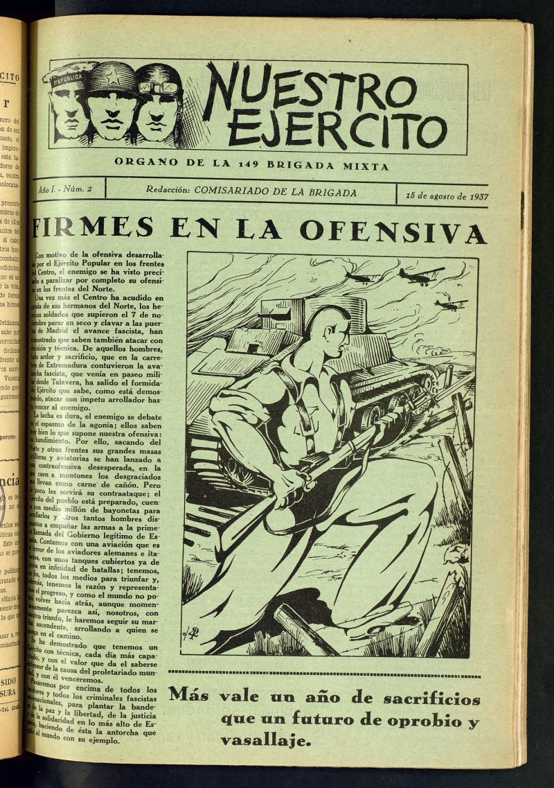 Nuestro ejercito : rgano 149 Brigada Mixta del 15 de agosto de 1937