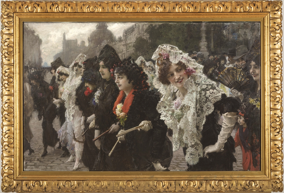 El Viernes Santo en Madrid. Paseo de mantillas