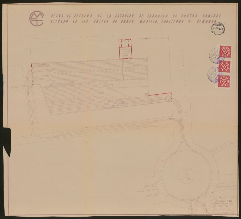 Proyecto de obras de la Empresa Municipal de Transportes para la reforma en el depsito de Cuatro Caminos. Bravo Murillo s/n.