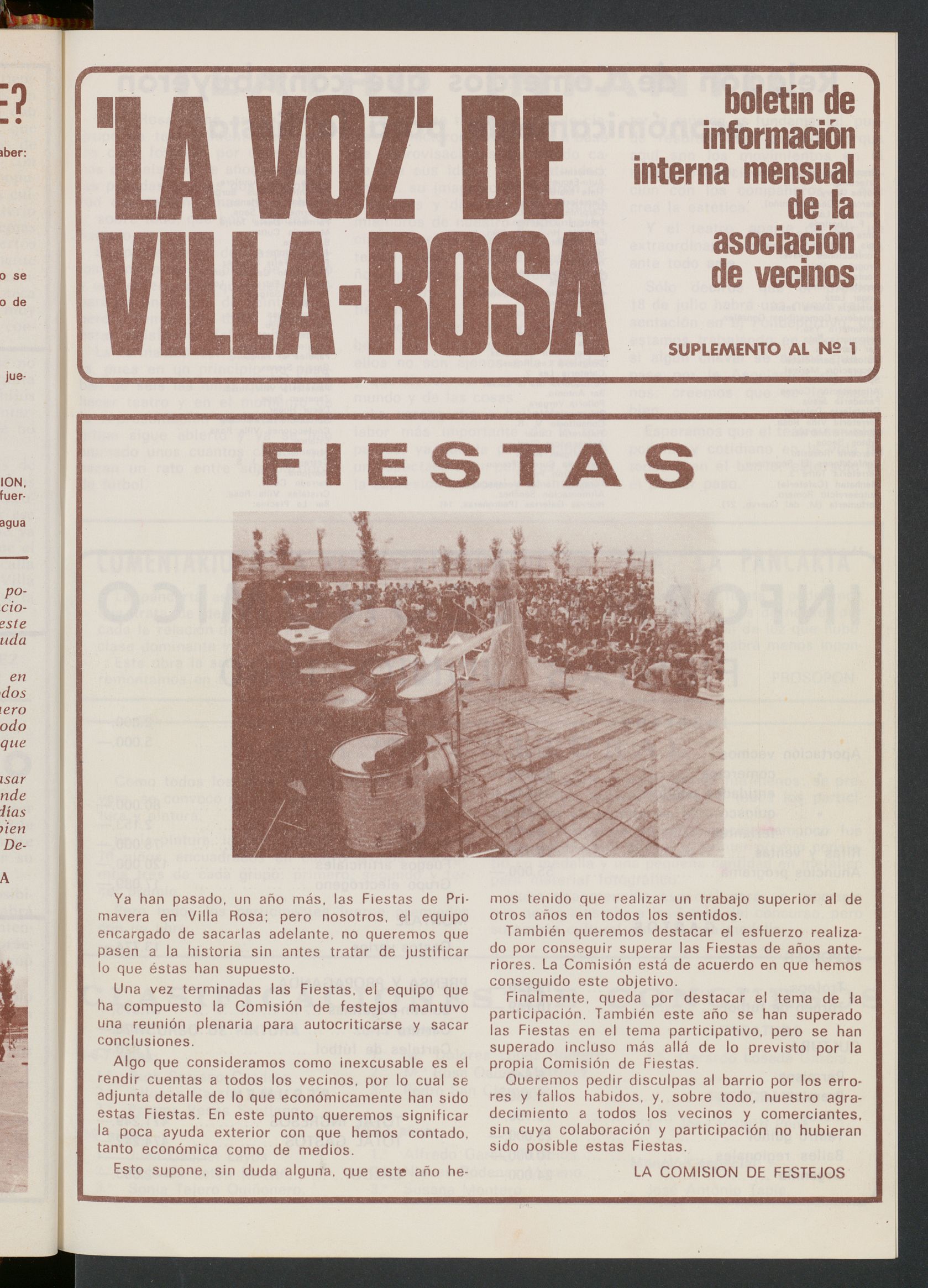 La Voz de Villa-Rosa: boletn informativo mensual de la asociacin de vecinos, suplemento al n 1 de 1980