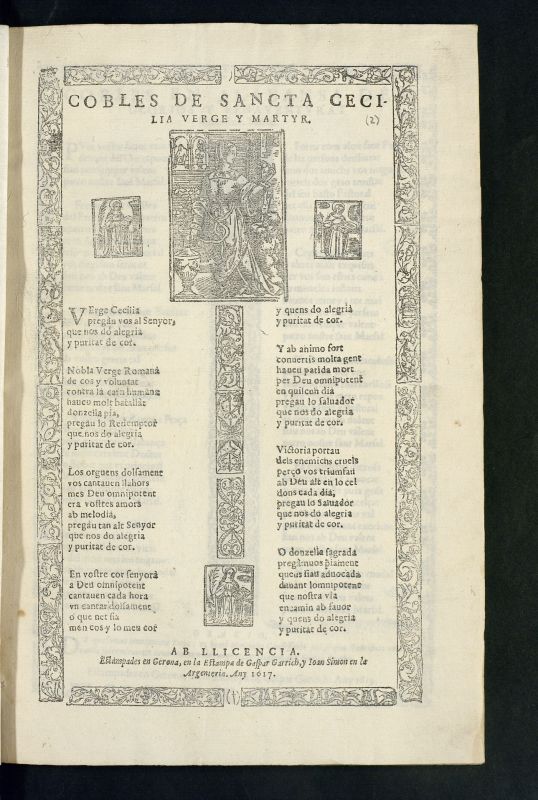 Cobles de Sancta Cecilia Verge y Martyr.