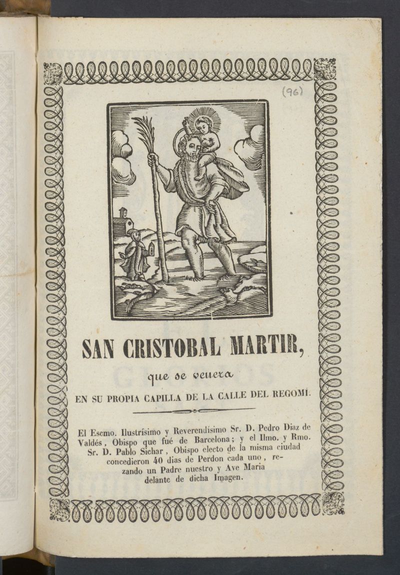 San Cristbal martir : que se venera en su propia capilla de la calle del Regomir