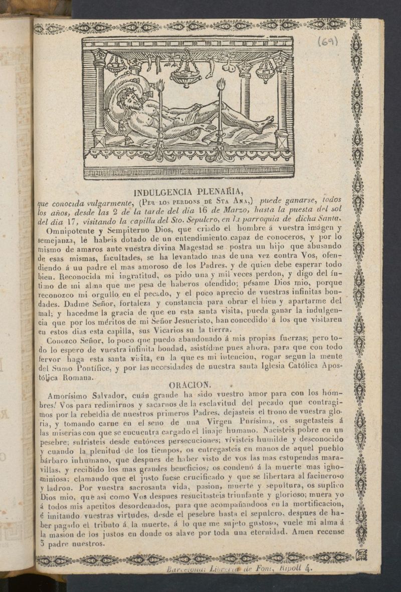 Indulgencia plenaria que conocida vulgarmente per (Los perdons de Sta Ana), puede ganarse todos los aos 