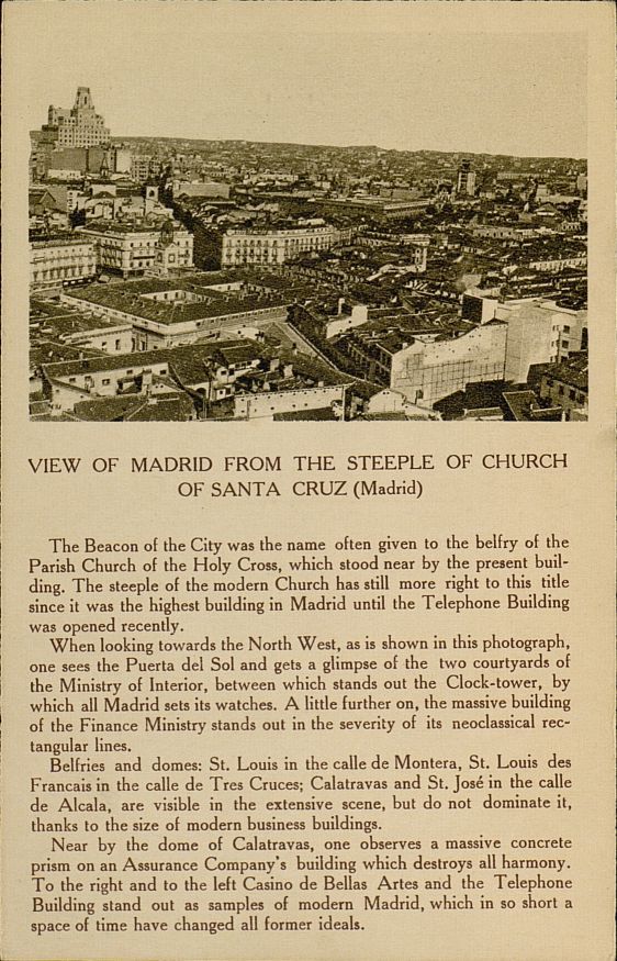 View of Madrid from the steeple of Church of Santa Cruz