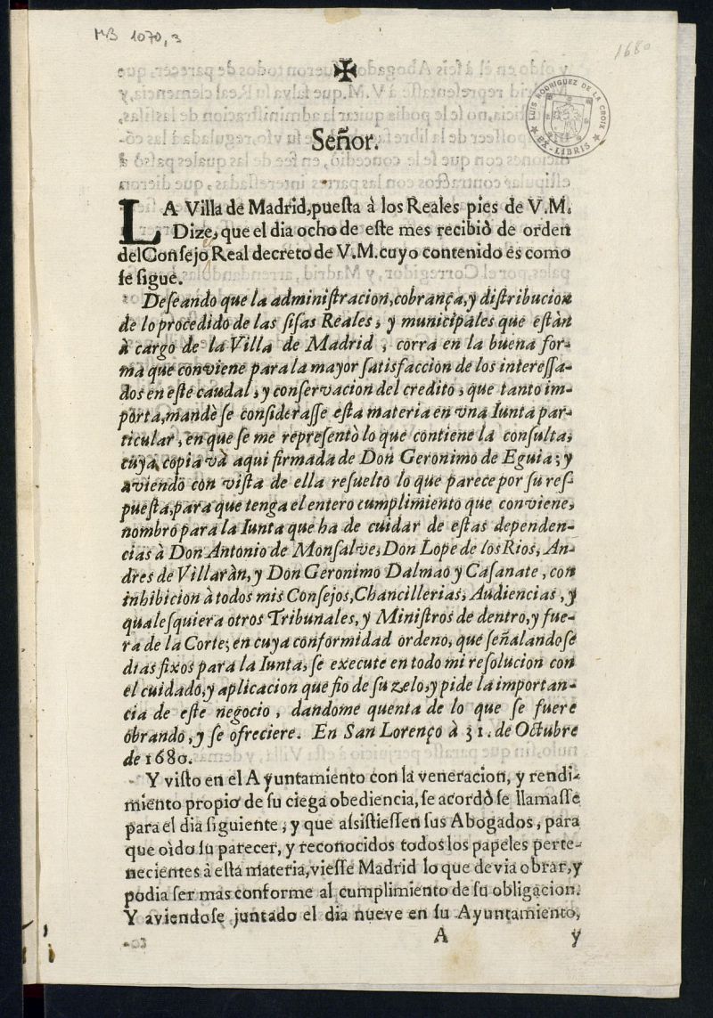 La Villa de Madrid, puesta a los Reales pies de V.M. dize, que el dia ocho de este mes recibi de orden del Consejo Real decreto de V.M. cuyo contenido es como se sigue. Deseando que la administracion, cobrana, y distribucion de lo procedido de las Citas Reales y municipales que estn a cargo de la Villa de Madrid, corra en la buena forma que conviene para la mayor satisfaccion de los interesados en esta ciudad...