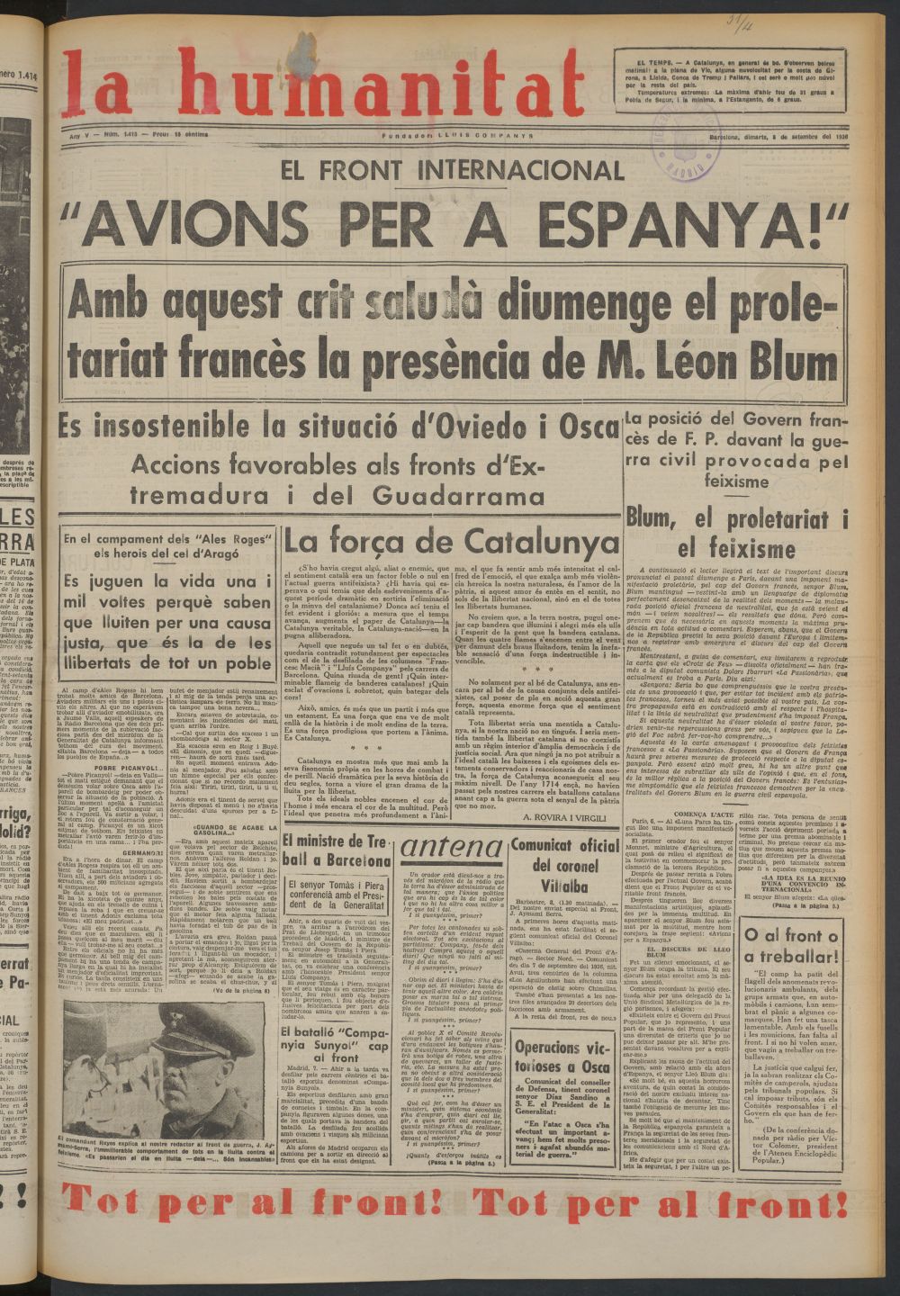 La Humanitat del 8 de septiembre de 1936