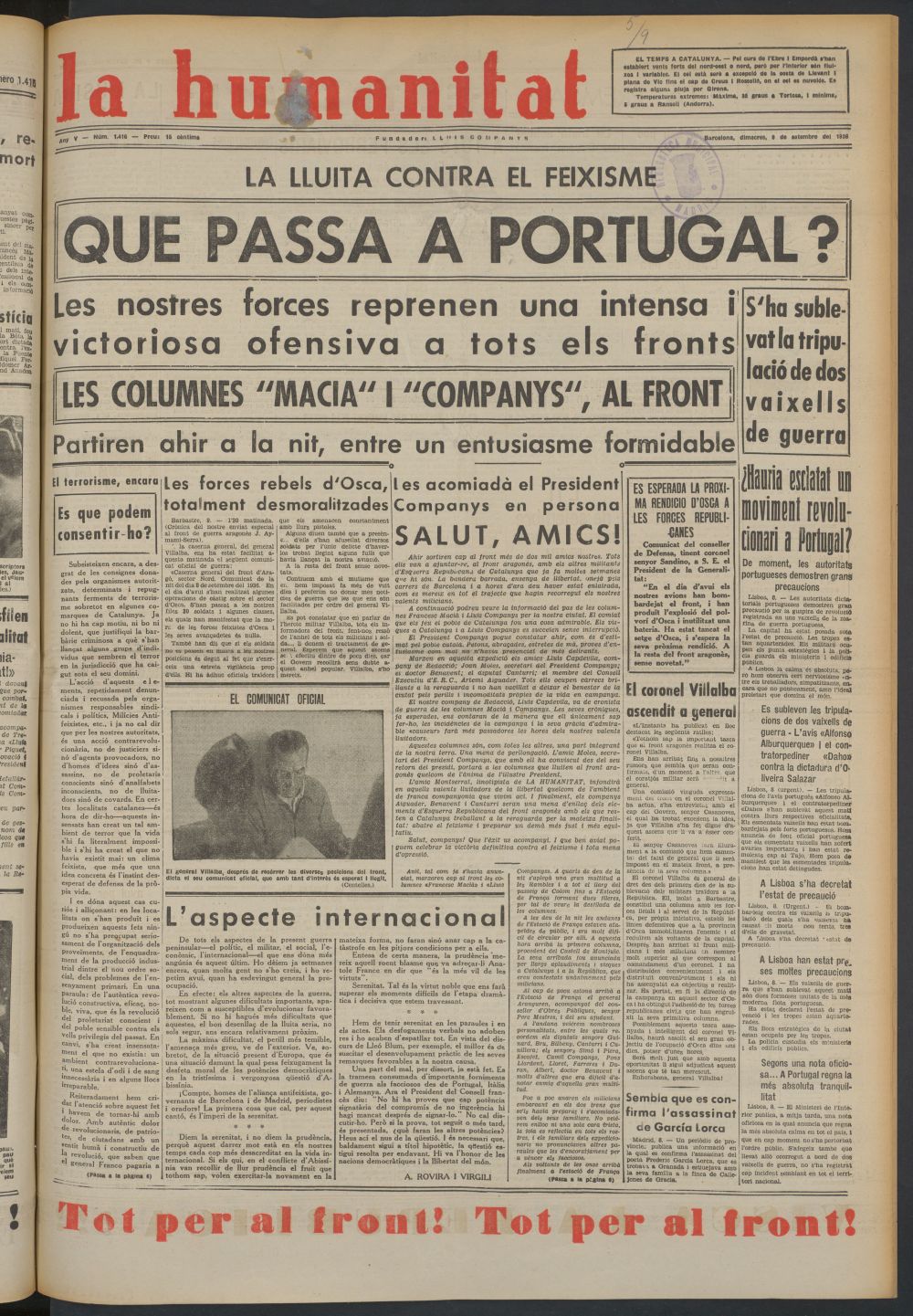 La Humanitat del 9 de septiembre de 1936