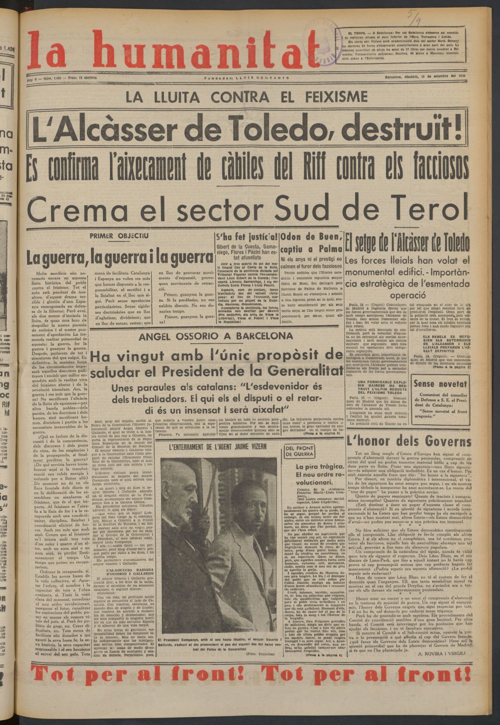 La Humanitat del 19 de septiembre de 1936