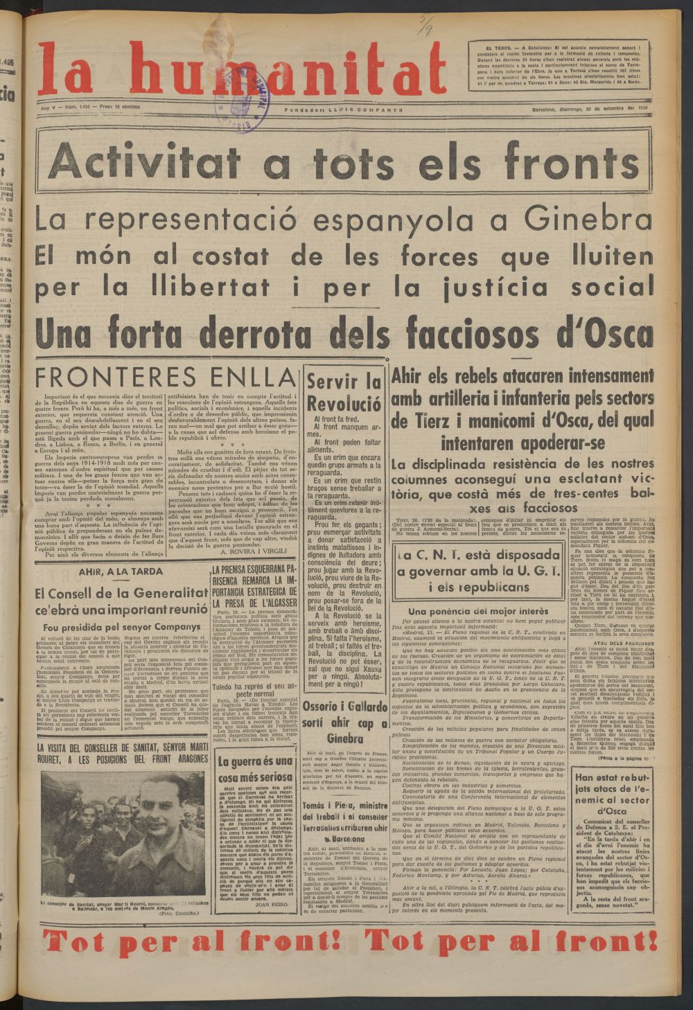 La Humanitat del 20 de septiembre de 1936