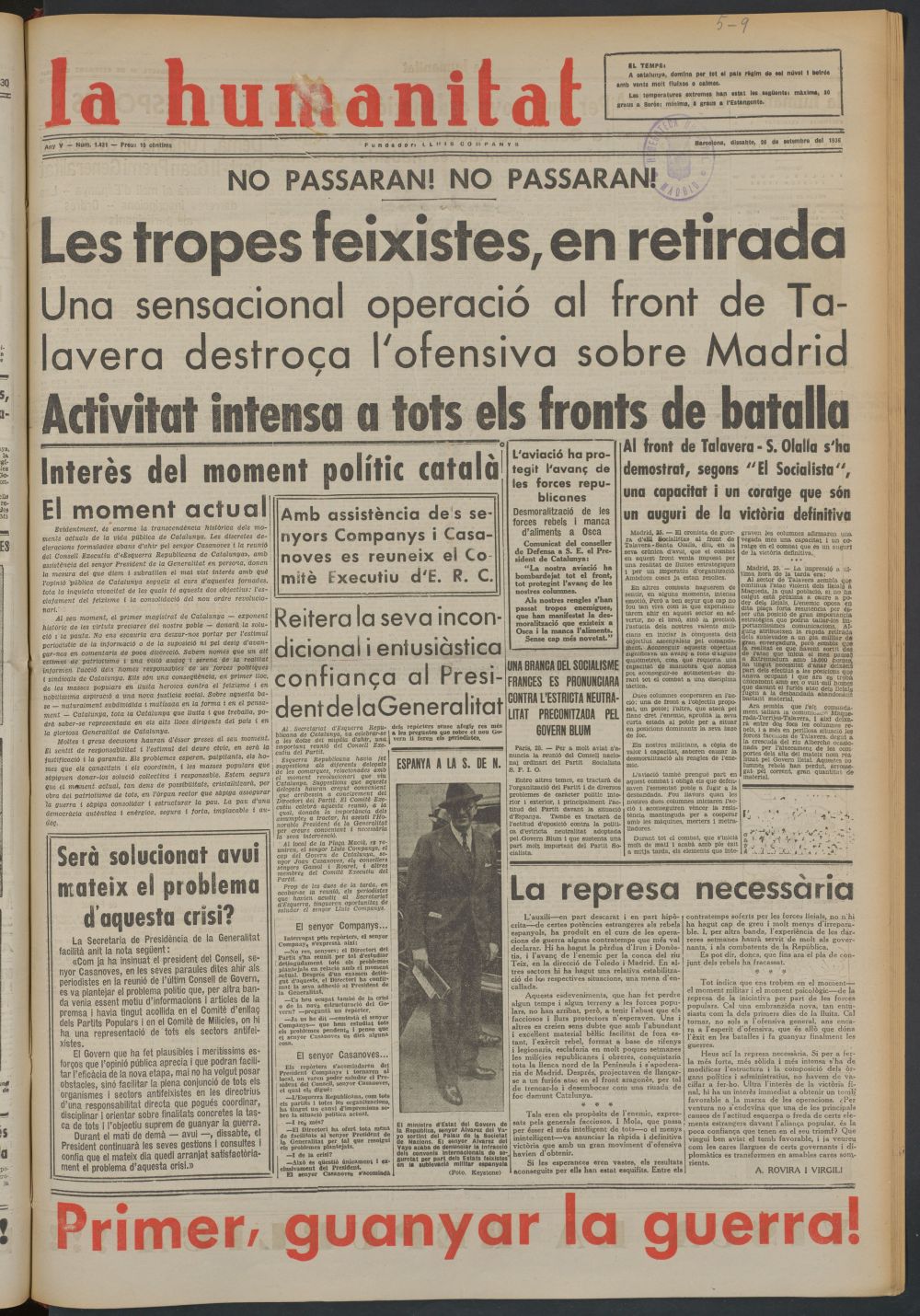La Humanitat del 26 de septiembre de 1936