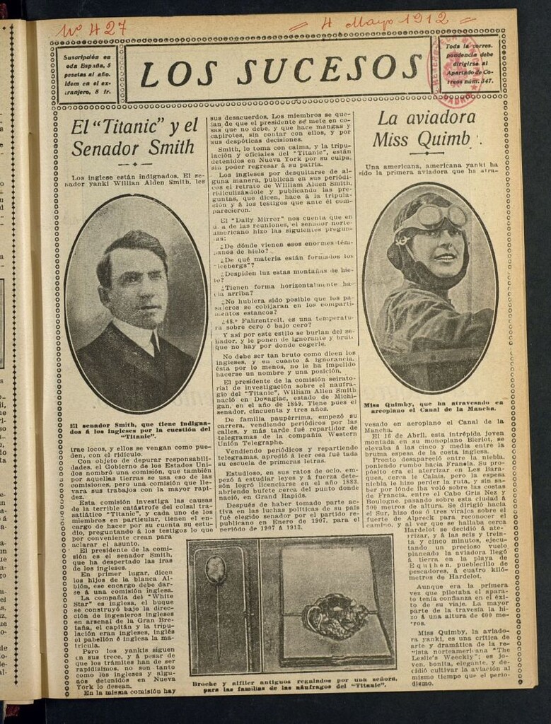 Miniatura de Los Sucesos : periódico ilustrado del 4 de mayo de 1912