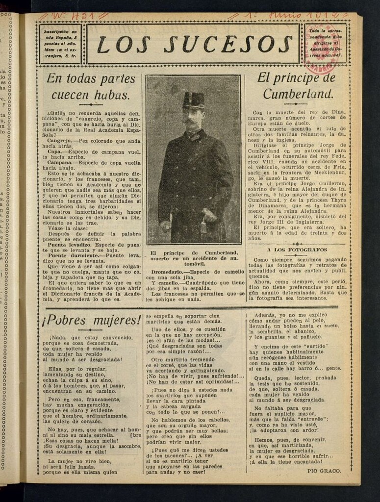Miniatura de Los Sucesos : periódico ilustrado del 1 de junio de 1912