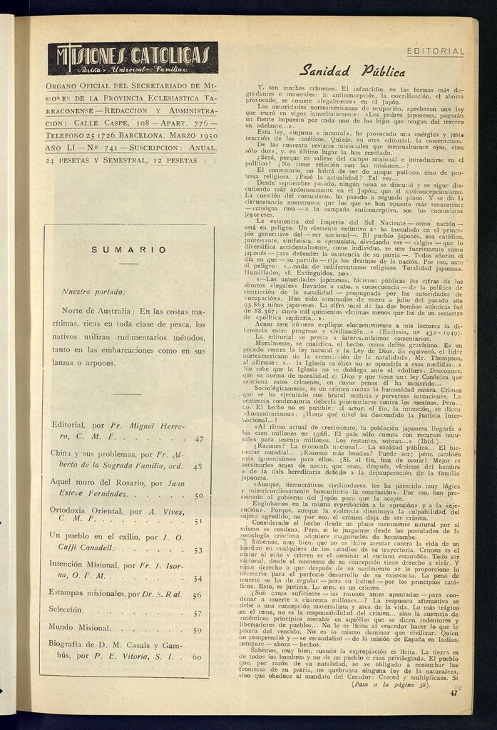 Miniatura de Las Misiones Católicas de marzo de 1950
