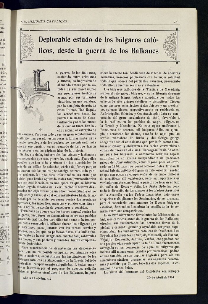 Miniatura de Las Misiones Católicas del 20 de abril de 1914