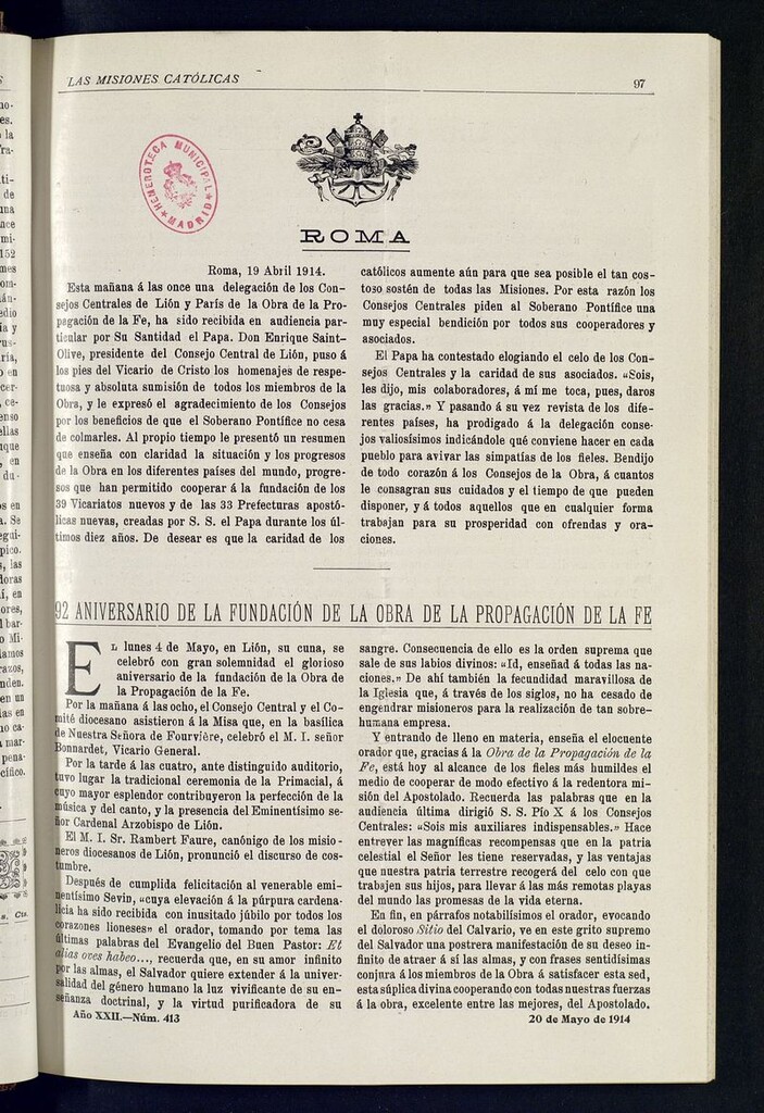 Miniatura de Las Misiones Católicas del 20 de mayo de 1914