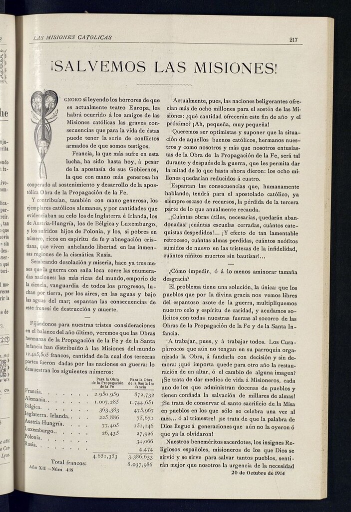 Miniatura de Las Misiones Católicas del 20 de octubre de 1914