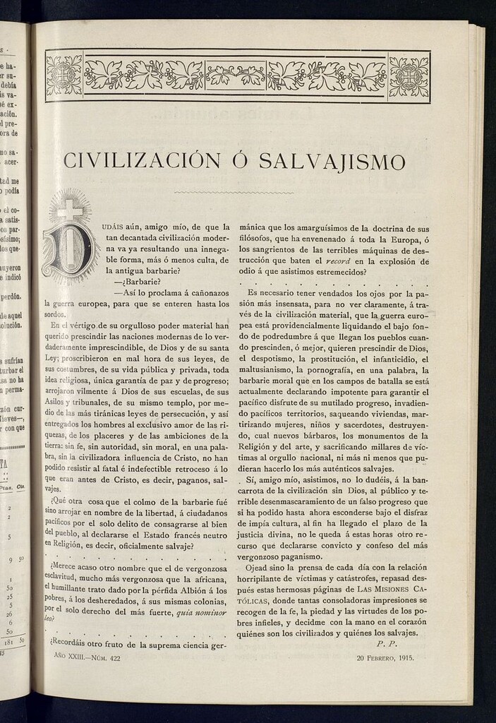 Miniatura de Las Misiones Católicas del 20 febrero de 1915