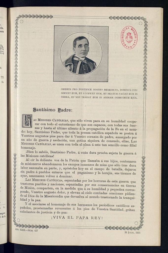 Miniatura de Las Misiones Católicas del 20 de julio de 1915