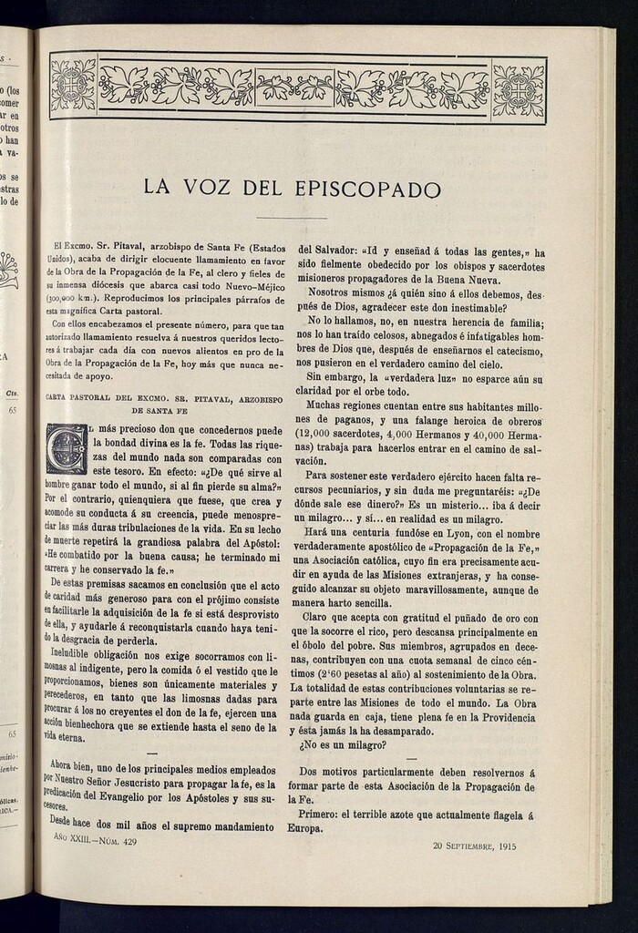 Miniatura de Las Misiones Católicas del 20 de septiembre de 1915