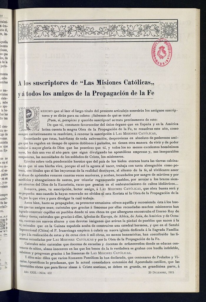Miniatura de Las Misiones Católicas del 20 de diciembre de 1915