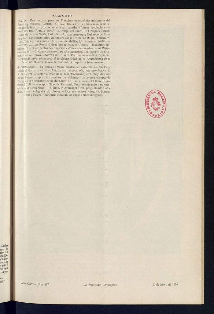 Miniatura de Las Misiones Católicas del 20 de mayo de 1916