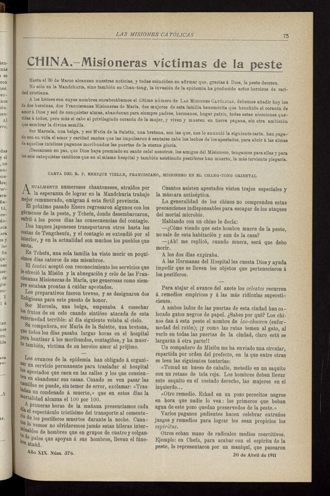 Miniatura de Las Misiones Católicas del 20 de abril de 1911