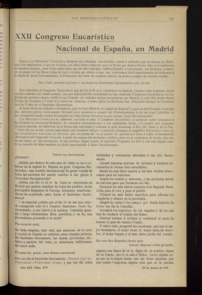 Miniatura de Las Misiones Católicas del 20 de junio de 1911