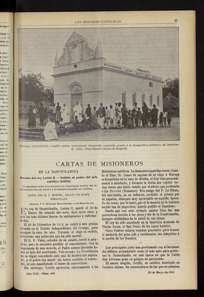 Miniatura de Las Misiones Católicas del 20 de mayo de 1913
