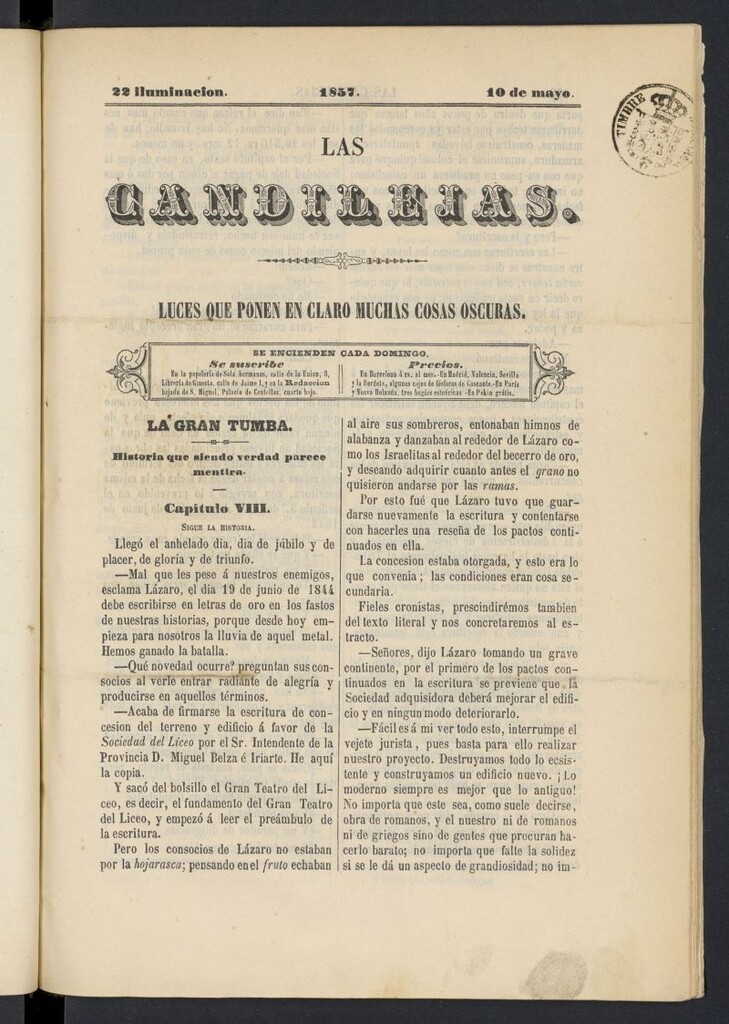 Miniatura de Las Candilejas del 10 de mayo de 1857, nº 22