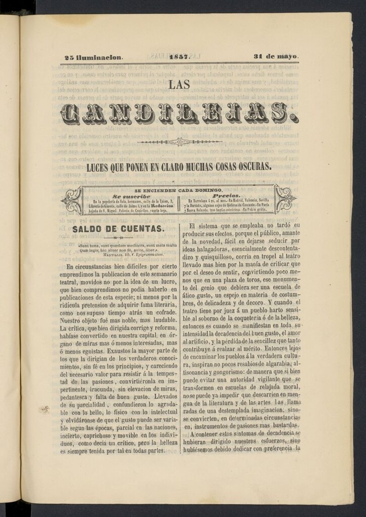Miniatura de Las Candilejas del 31 de mayo de 1857, nº 25