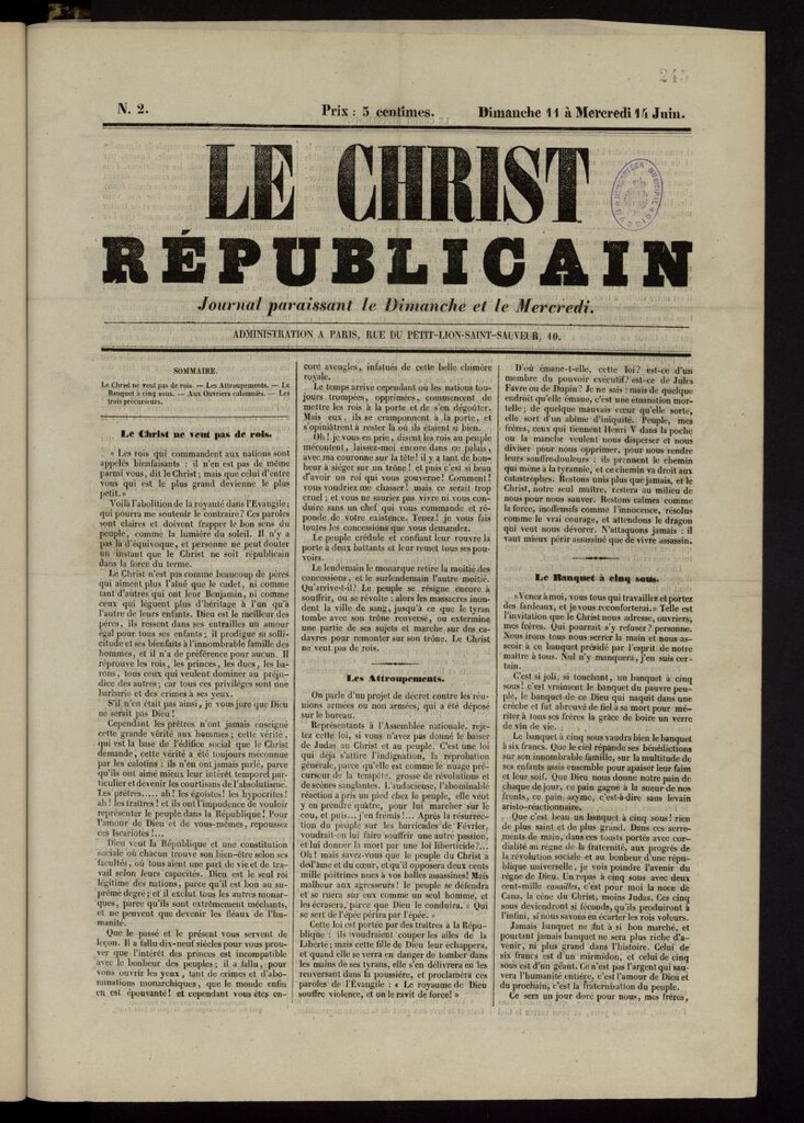 Miniatura de Le Christ républicain del 11 de junio de 1848, nº 2