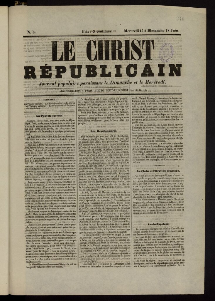 Miniatura de Le Christ républicain del 14 de junio de 1848, nº 3