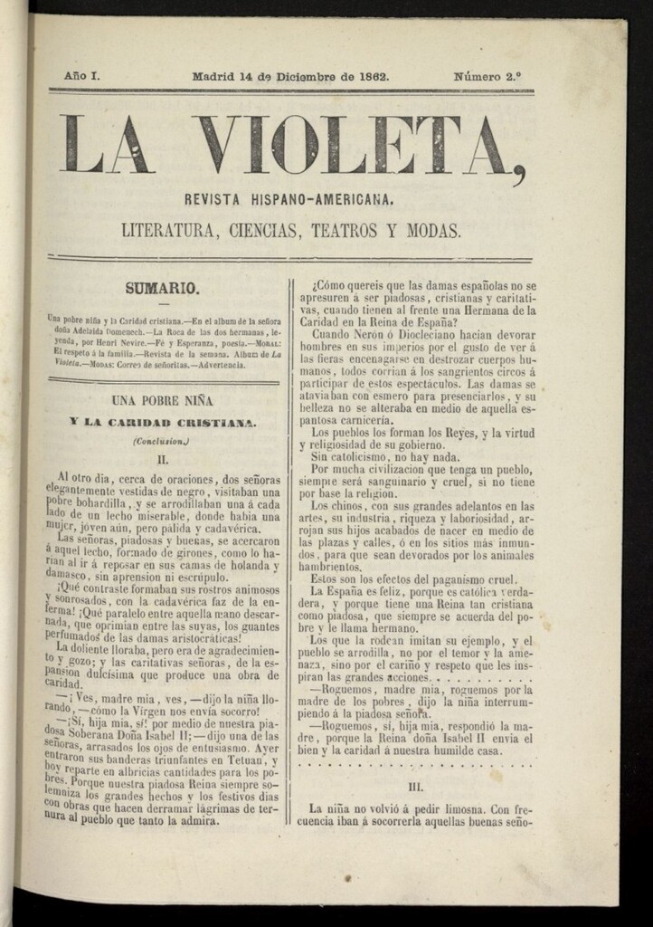 Miniatura de La Violeta: revista hispano-americana del 14 de diciembre de 1862, nº 2