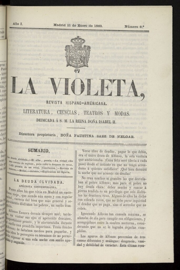 Miniatura de La Violeta: revista hispano-americana del 11 de enero de 1863, nº 6