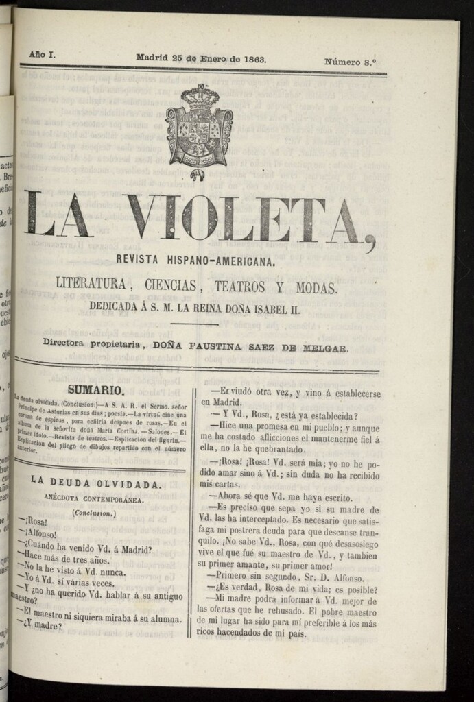 Miniatura de La Violeta: revista hispano-americana del 25 de enero de 1863, nº 8