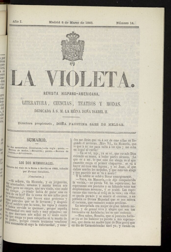 Miniatura de La Violeta: revista hispano-americana del 8 de marzo de 1863, nº 14
