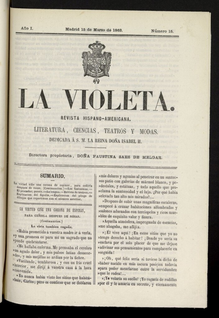 Miniatura de La Violeta: revista hispano-americana del 15 de marzo de 1863, nº 15