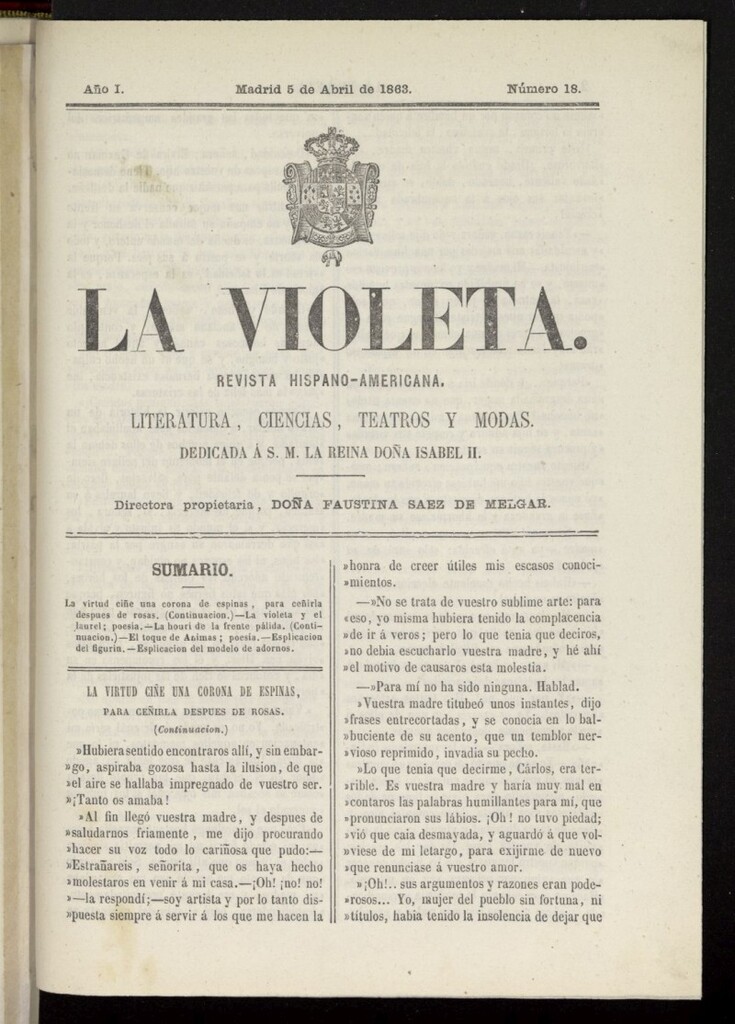Miniatura de La Violeta: revista hispano-americana del 5 de abril de 1863, nº 18