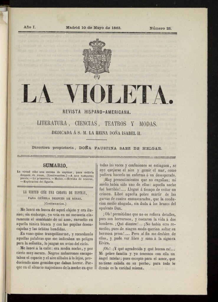 Miniatura de La Violeta: revista hispano-americana del 10 de mayo de 1863, nº 23