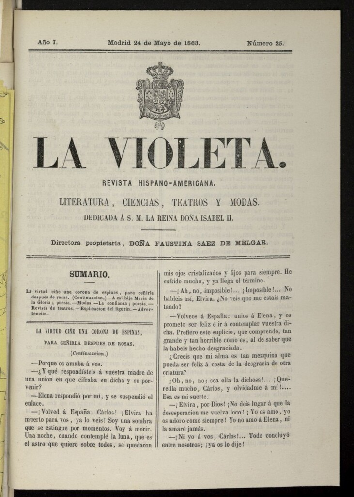 Miniatura de La Violeta: revista hispano-americana del 24 de mayo de 1863, nº 25