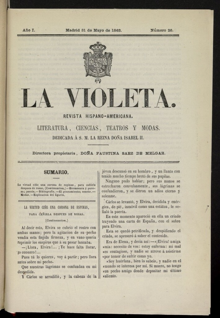Miniatura de La Violeta: revista hispano-americana del 31 de mayo de 1863, nº 26