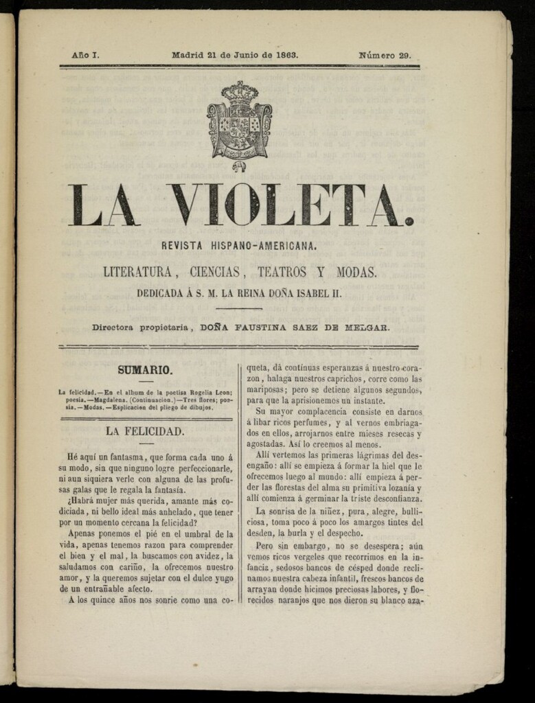 Miniatura de La Violeta: revista hispano-americana del 21 de junio de 1863, nº 29