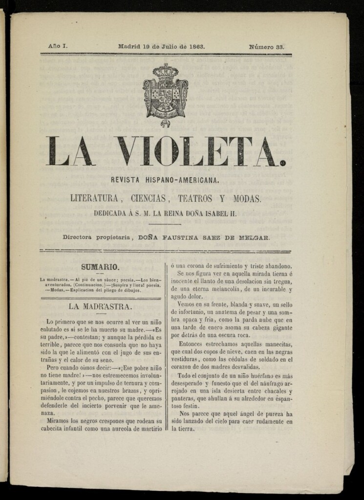 Miniatura de La Violeta: revista hispano-americana del 19 de julio de 1863, nº 33