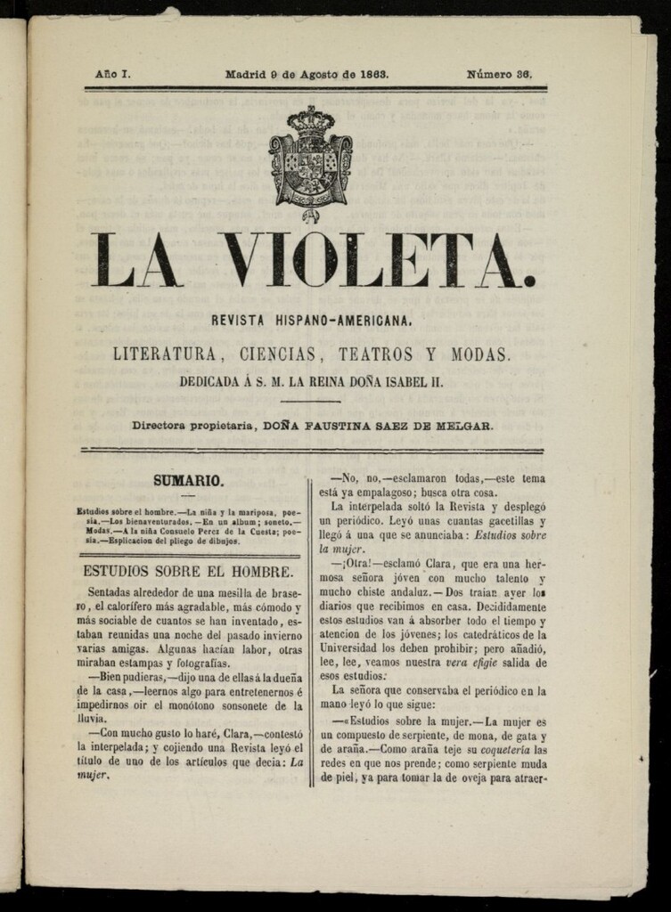 Miniatura de La Violeta: revista hispano-americana del 9 de agosto de 1863, nº 36