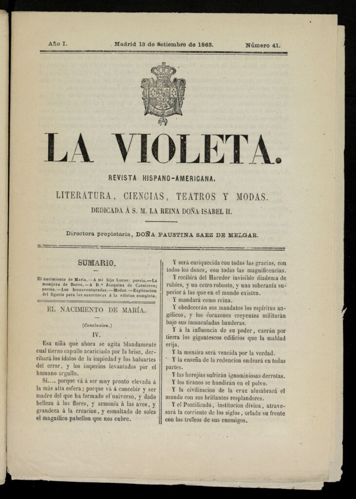 Miniatura de La Violeta: revista hispano-americana del 13 de septiembre de 1863, nº 41