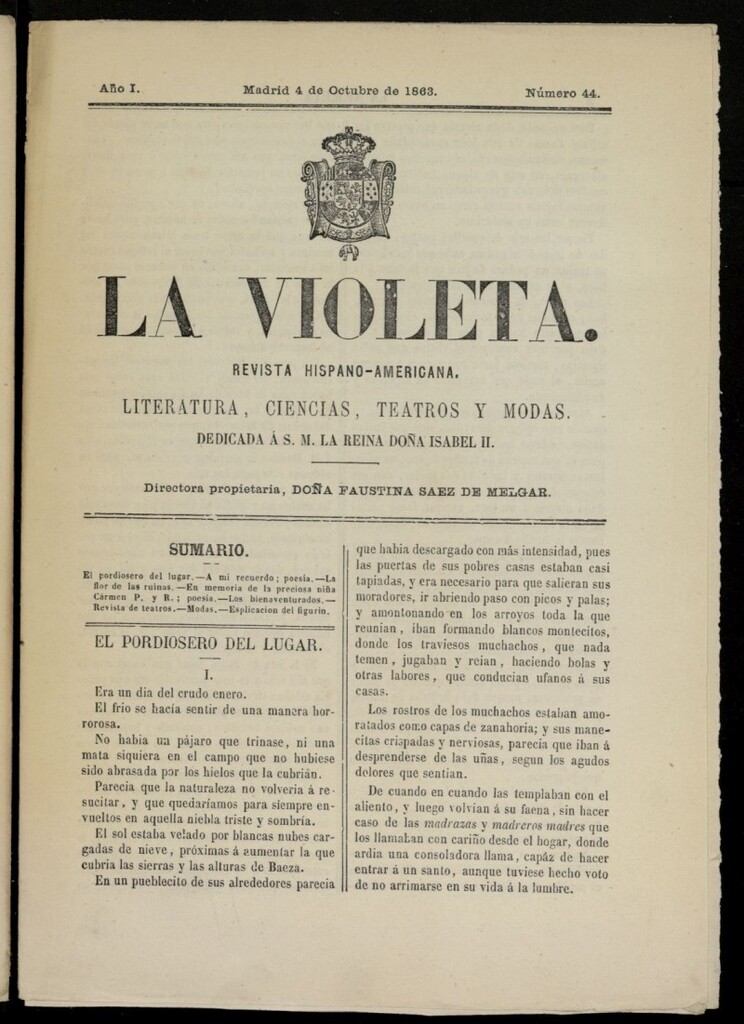 Miniatura de La Violeta: revista hispano-americana del 4 de octubre de 1863, nº 44