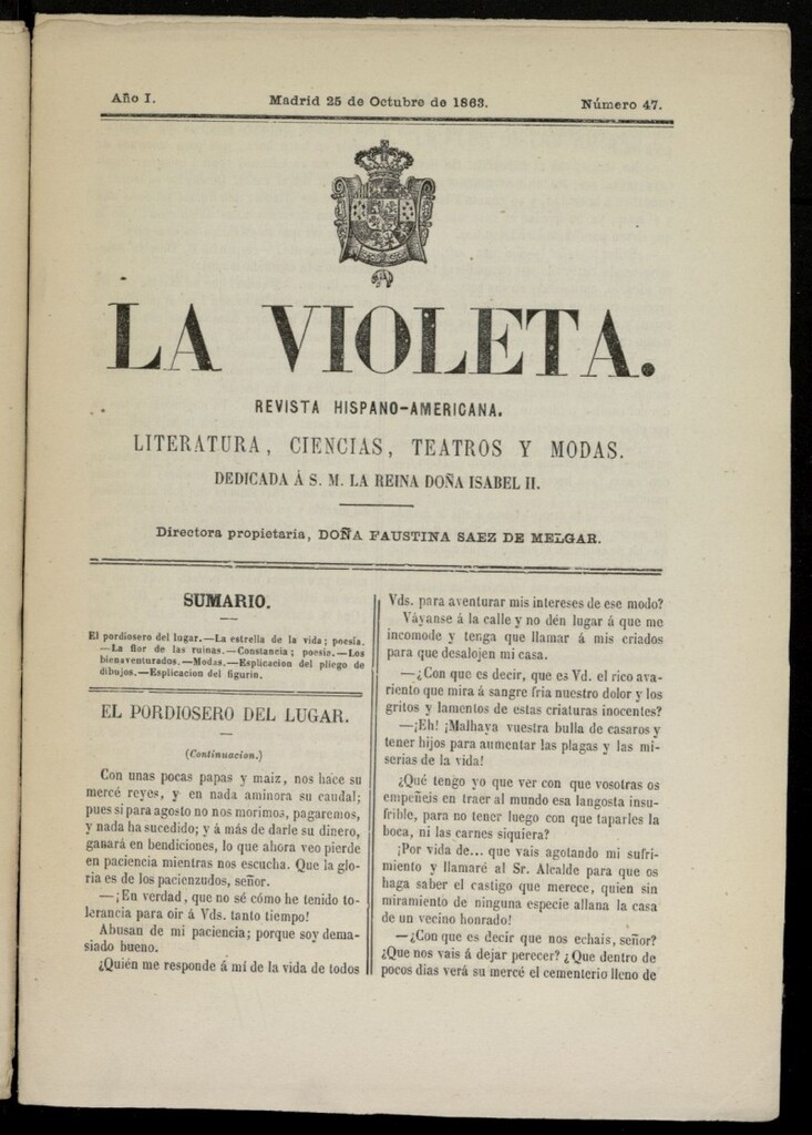 Miniatura de La Violeta: revista hispano-americana del 25 de octubre de 1863, nº 47