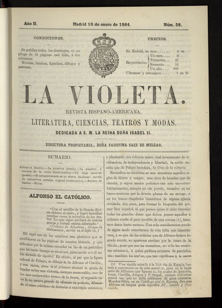 Miniatura de La Violeta: revista hispano-americana del 10 de enero de 1864, nº 58